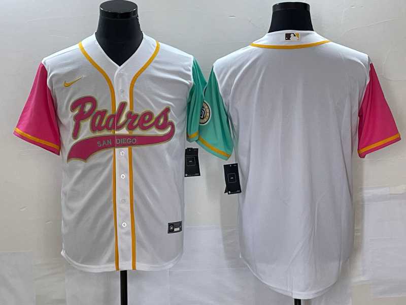 Men%27s San Diego Padres Blank White NEW 2023 City Connect Cool Base Stitched Jersey